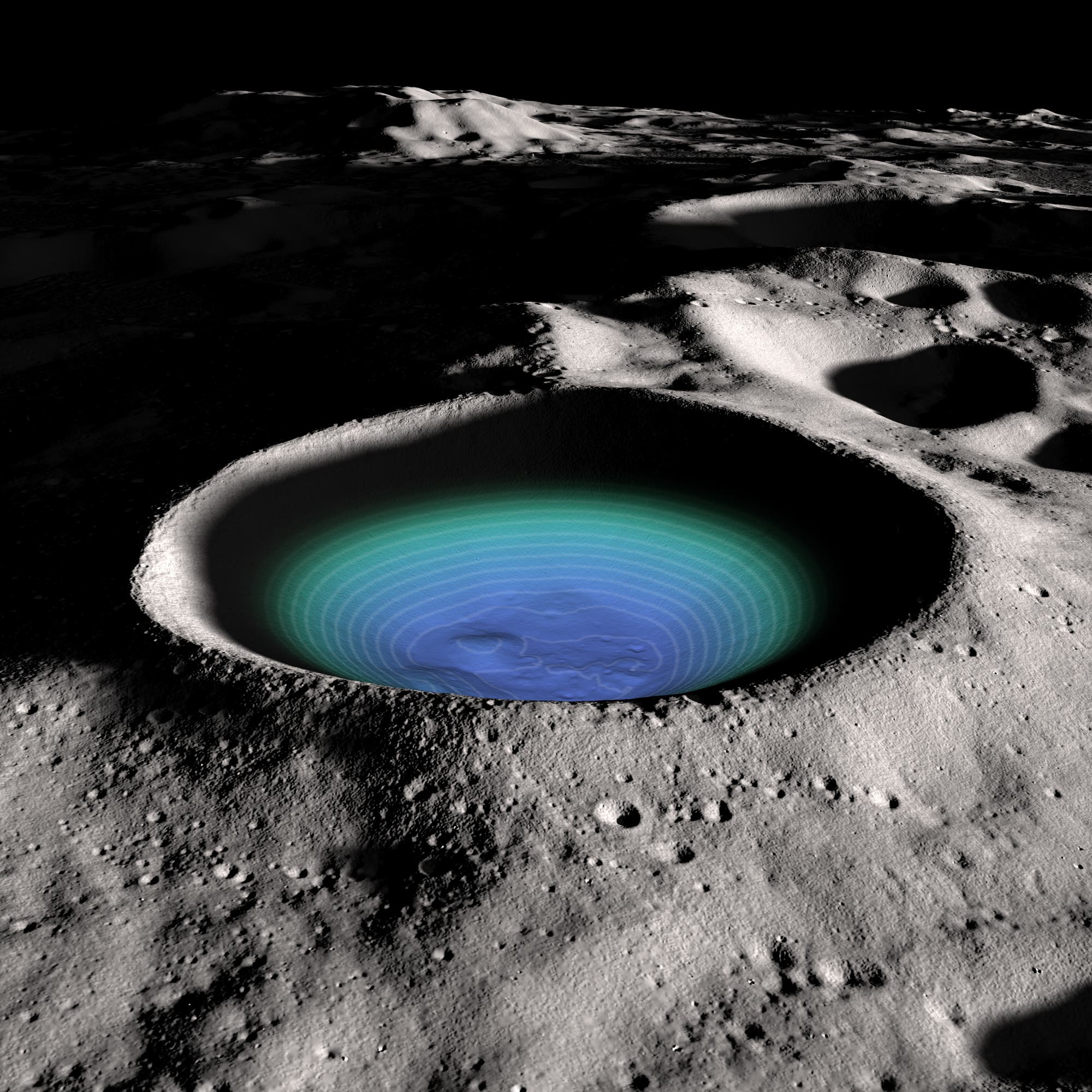 Der Krater Shackleton am Mondsüdpol