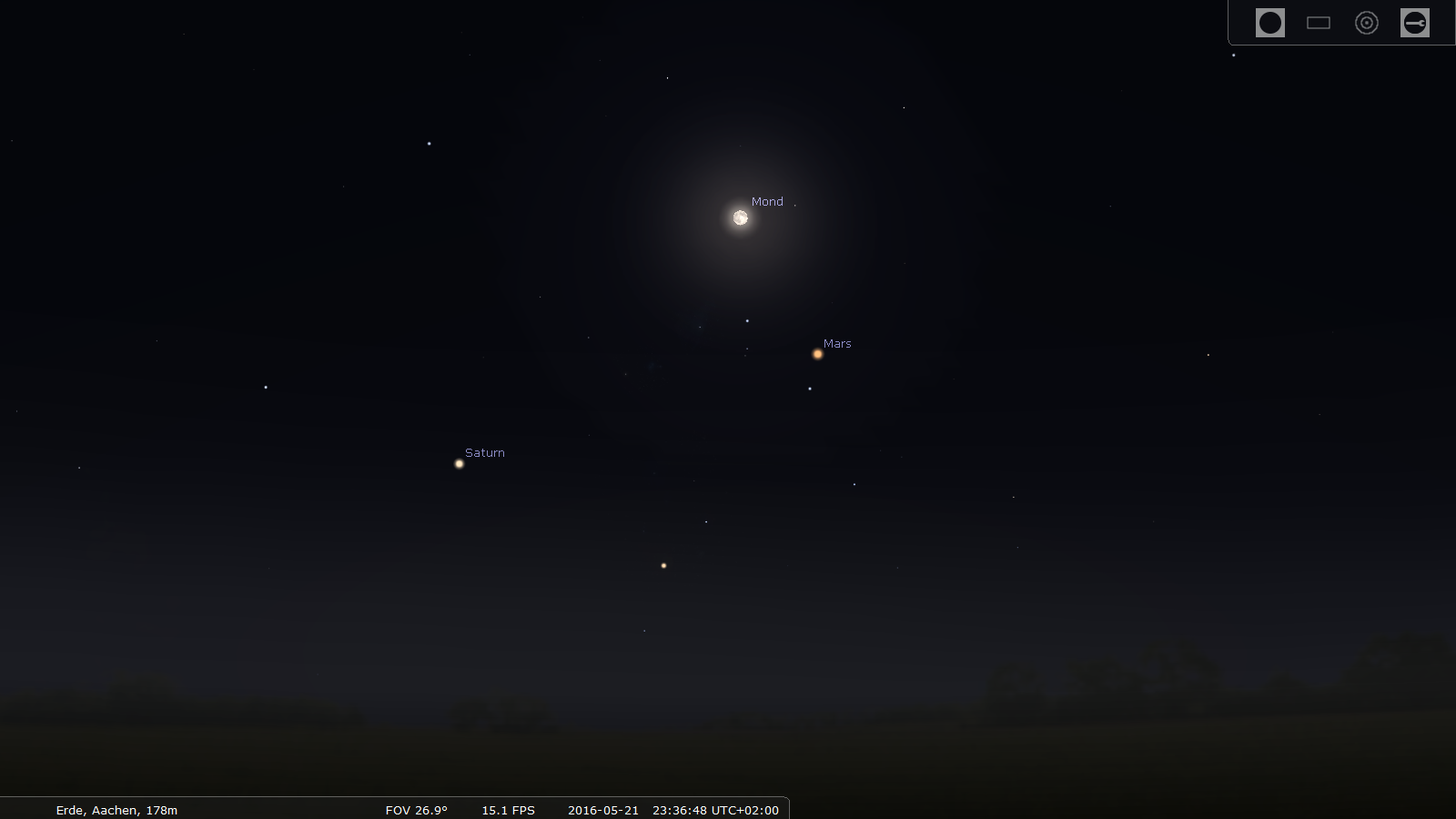 Saturn und Mars begleiten den Mond (Übersichtsbild)