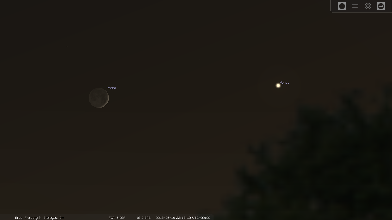 Stelldichein von Mond und Venus am 16. Juni 2018