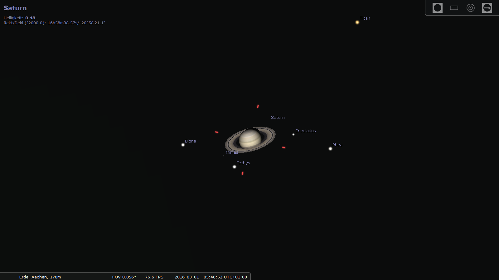 Saturn am 1. März 2016