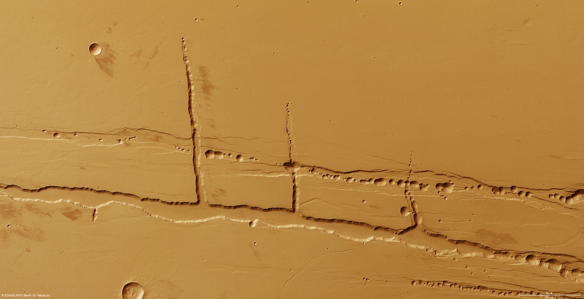 Trichterketten auf dem Mars