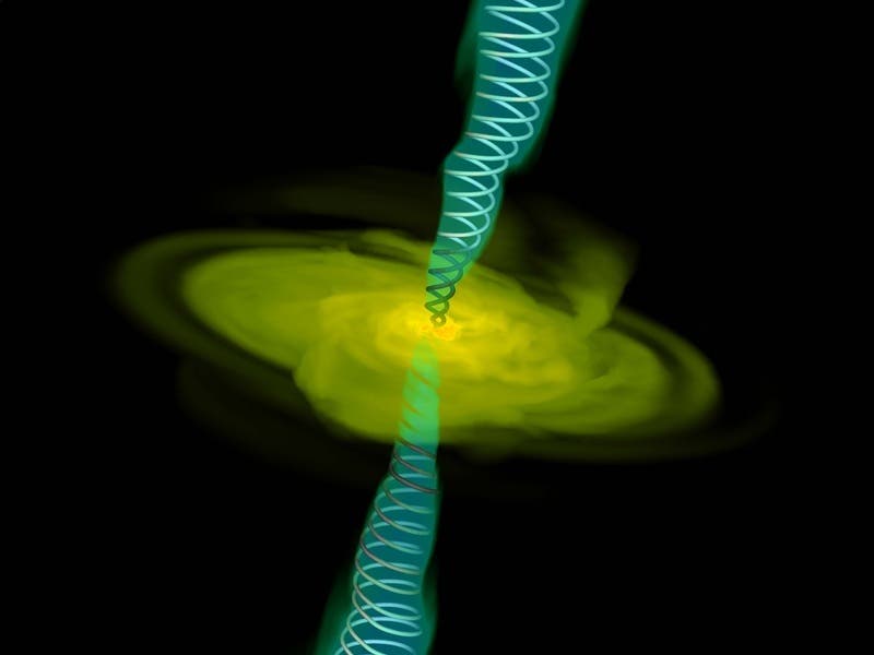Materieeinfall auf ein Schwarzes Loch (Computergrafik)