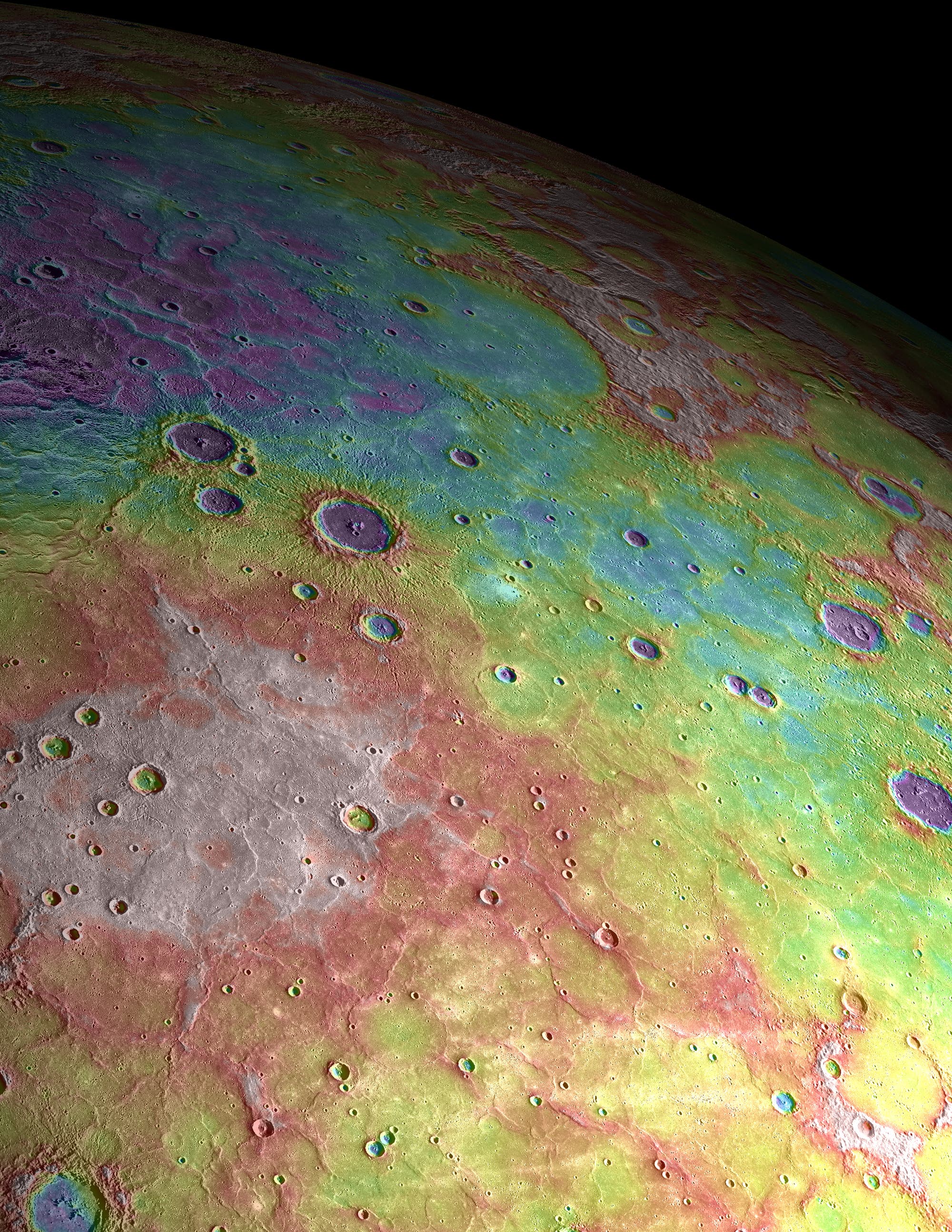 Perspektivische Ansicht der Merkuroberfläche