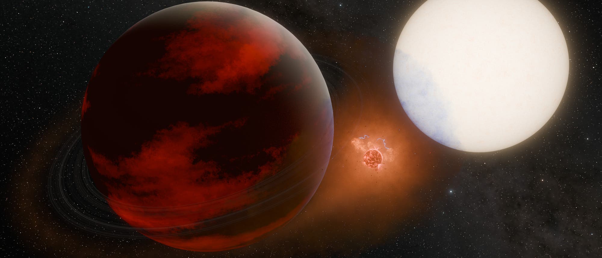 Ein vulkanischer Exomond um den Planeten WASP-39 b (illustration)