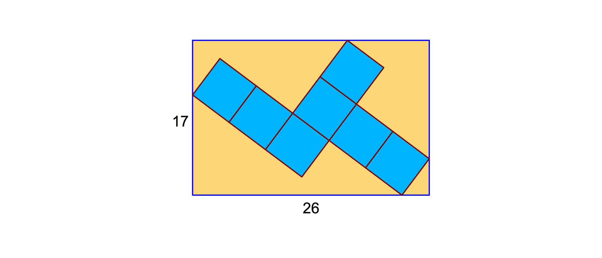 Sieben Quadrate in einem Rechteck