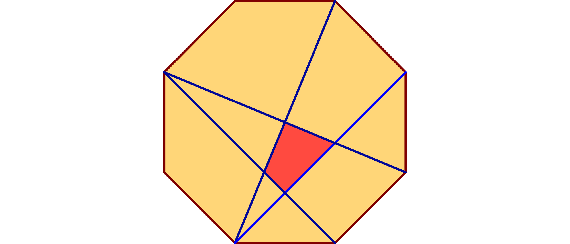 In einem regelmäßigen Achteck der Seitenlänge 1 begrenzen vier Diagonalen ein Viereck. 