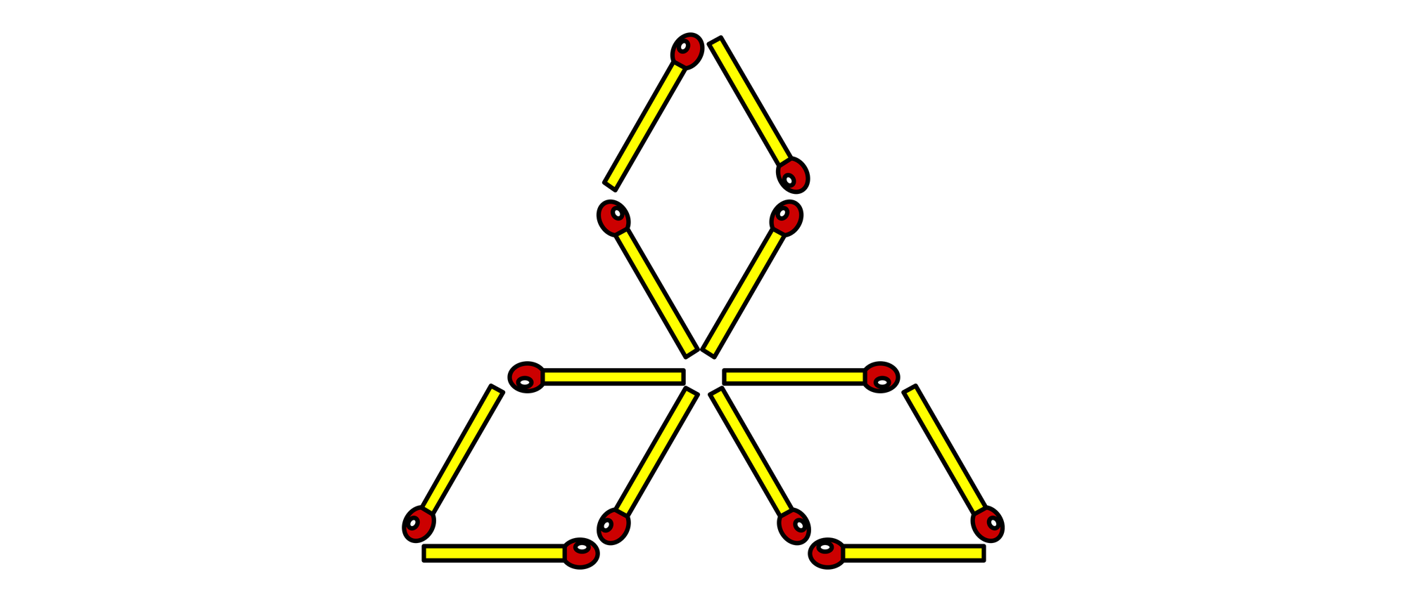 Drei Rhomben aus Streichhölzern