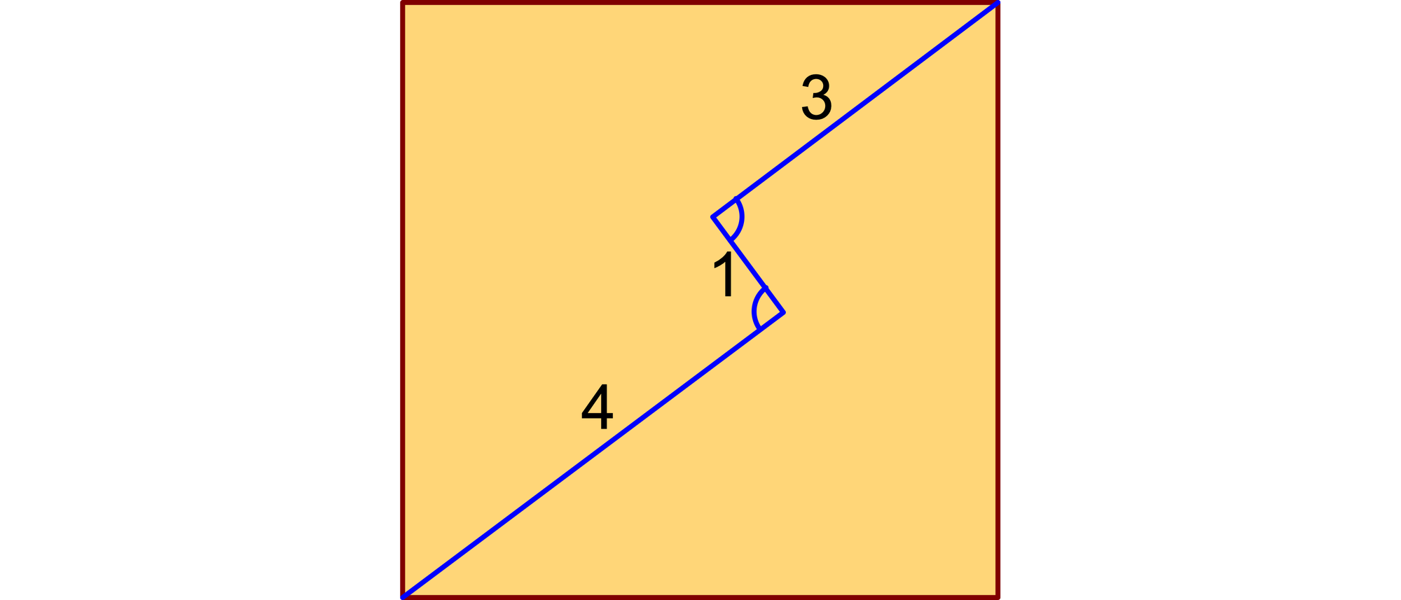 Quadrat mit geknickter Diagonale