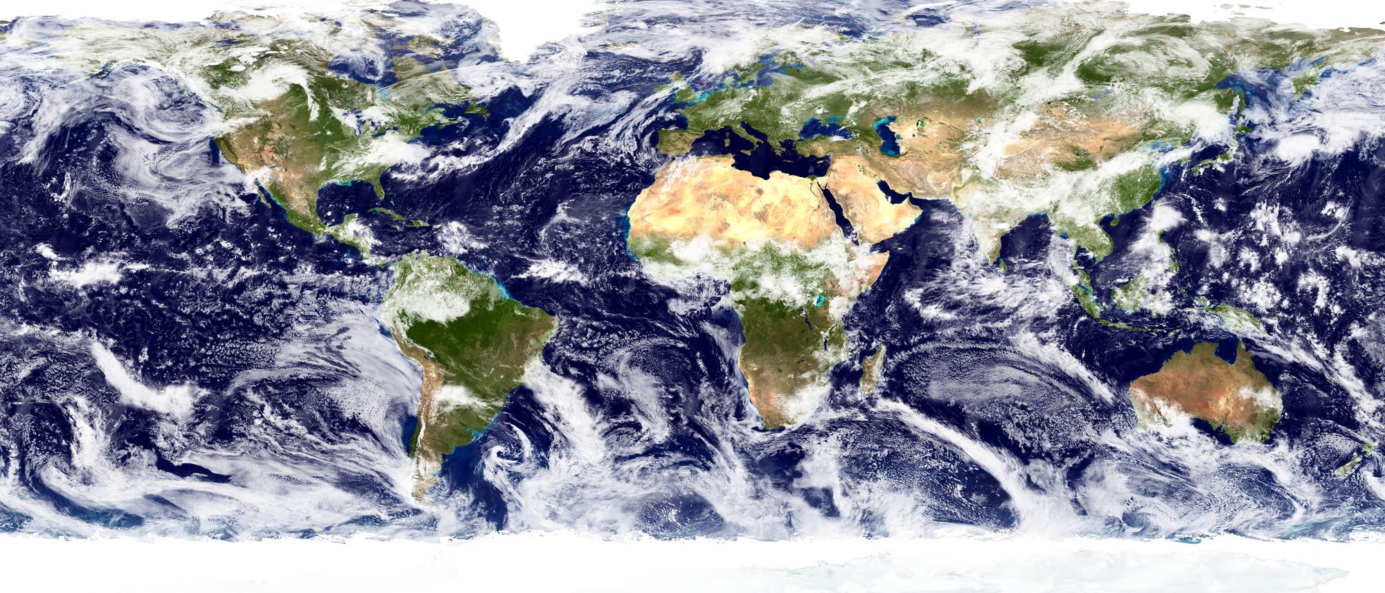 Überwiegend bewölkte Regionen der Erde finden sich in den feuchten Tropen und in den gemäßigten Breiten