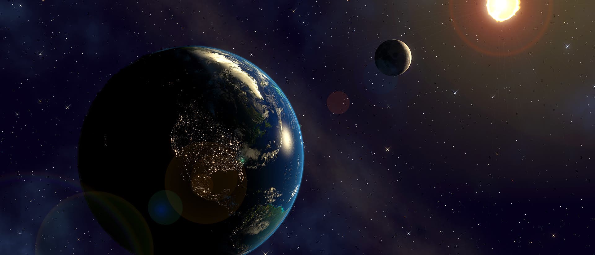 Erde-Mond-System mit Sonne
