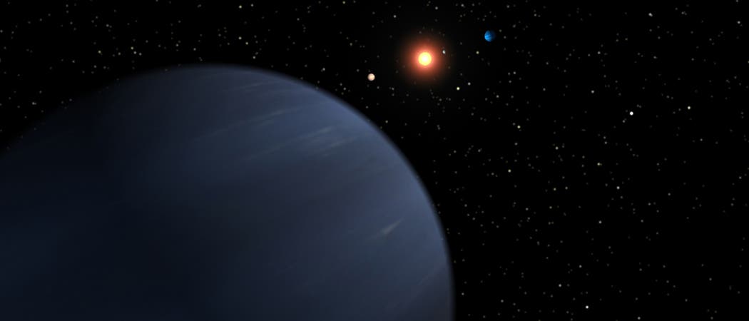 Künstlerische Darstellung von Exoplaneten um 55 Cancri