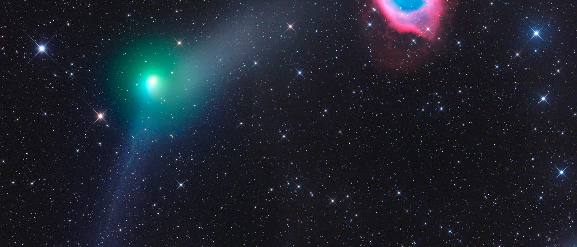 Komet C/2013 X1 (PANSTARRS) trifft Helixnebel