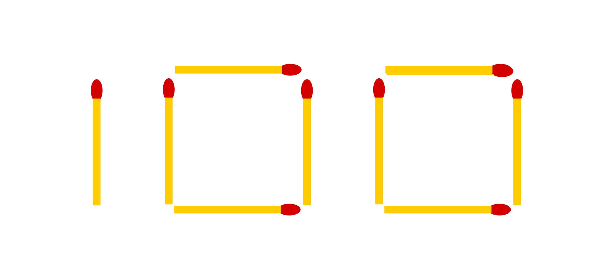 Eine Skizze zeigt die Zahl "100", die aus Streichh&ouml;lzern geformt ist. Die Ziffern bestehen aus vertikal und horizontal angeordneten Streichh&ouml;lzern, wobei die K&ouml;pfe rot gef&auml;rbt sind. Die Darstellung ist einfach und minimalistisch, mit einem wei&szlig;en Hintergrund.