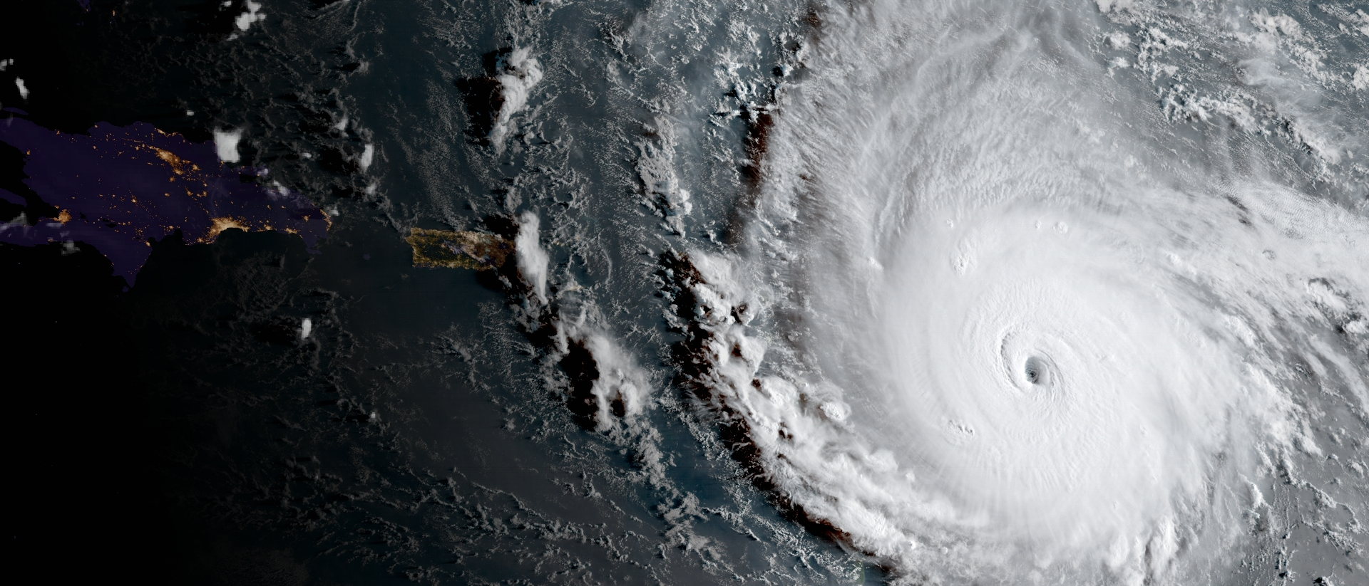 Der Wirbelsturm Irma vor den kleinen Antillen
