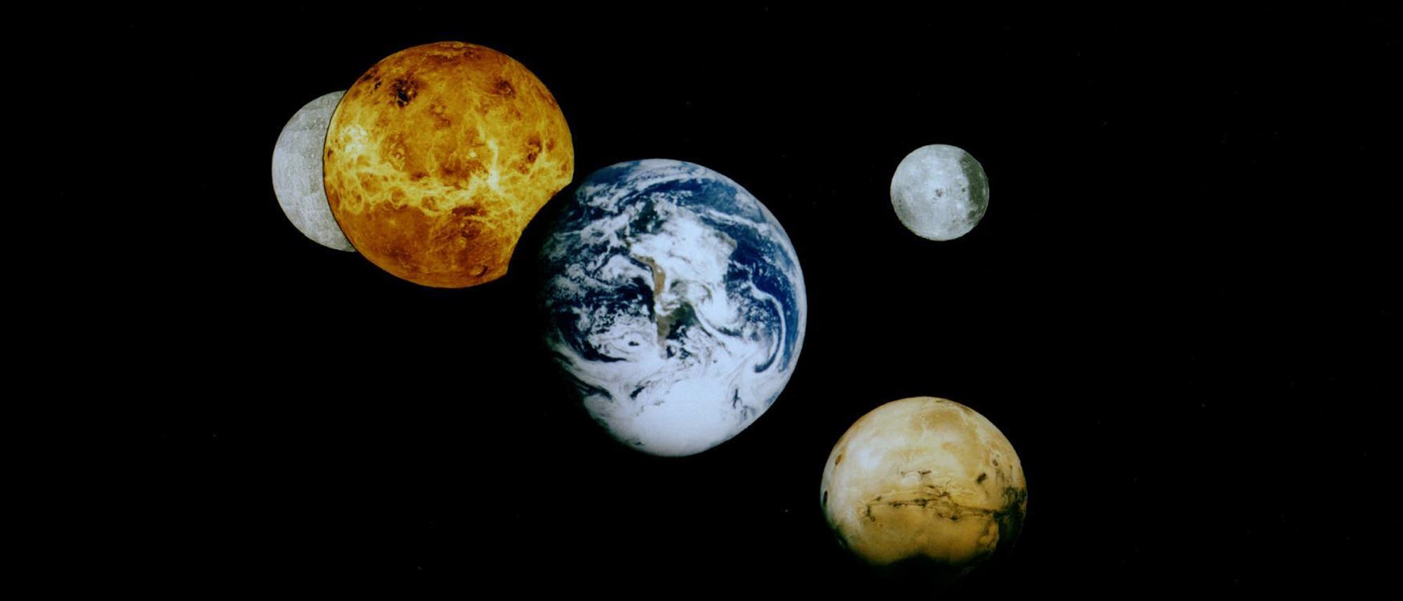 Merkur, Venus, Mars und Erde im Sonnensystem