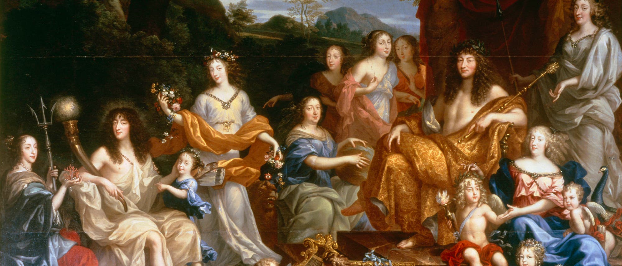 Ludwig XIV. und seine Familie als Götter. Gemälde von Jean Nocret aus dem Jahr 1670.