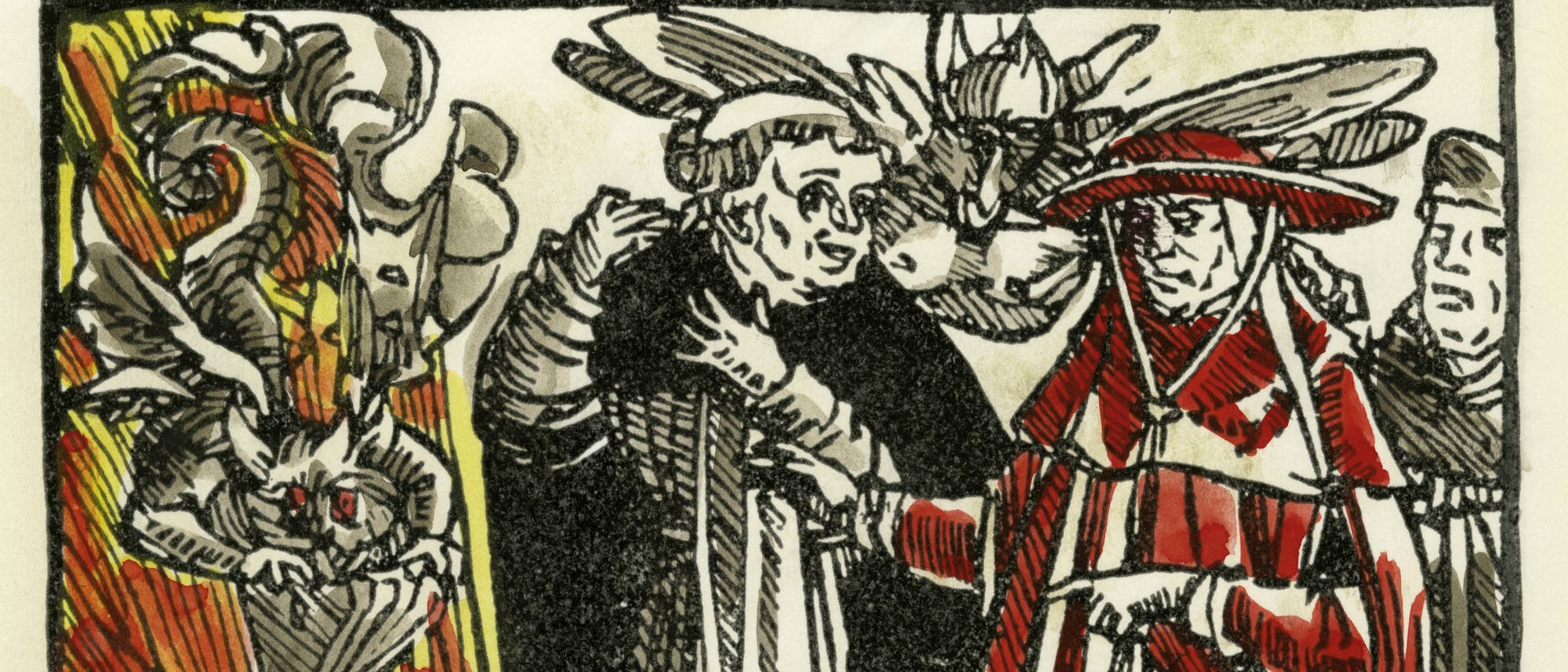 Titelholzschnitt von Huttens Klage über die Verbrennung von Luthers Schriften 