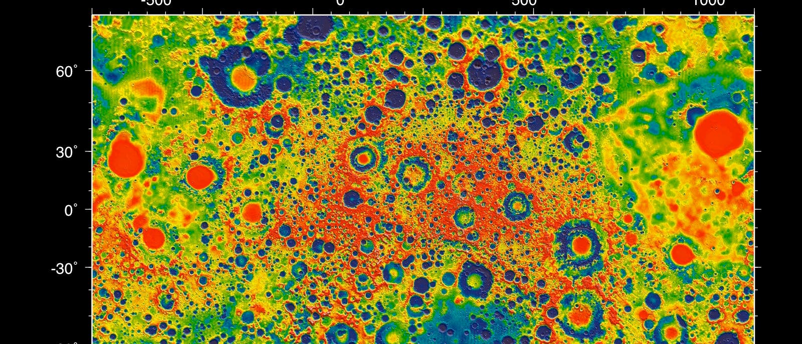Detaillierte Karte des Mondschwerefelds