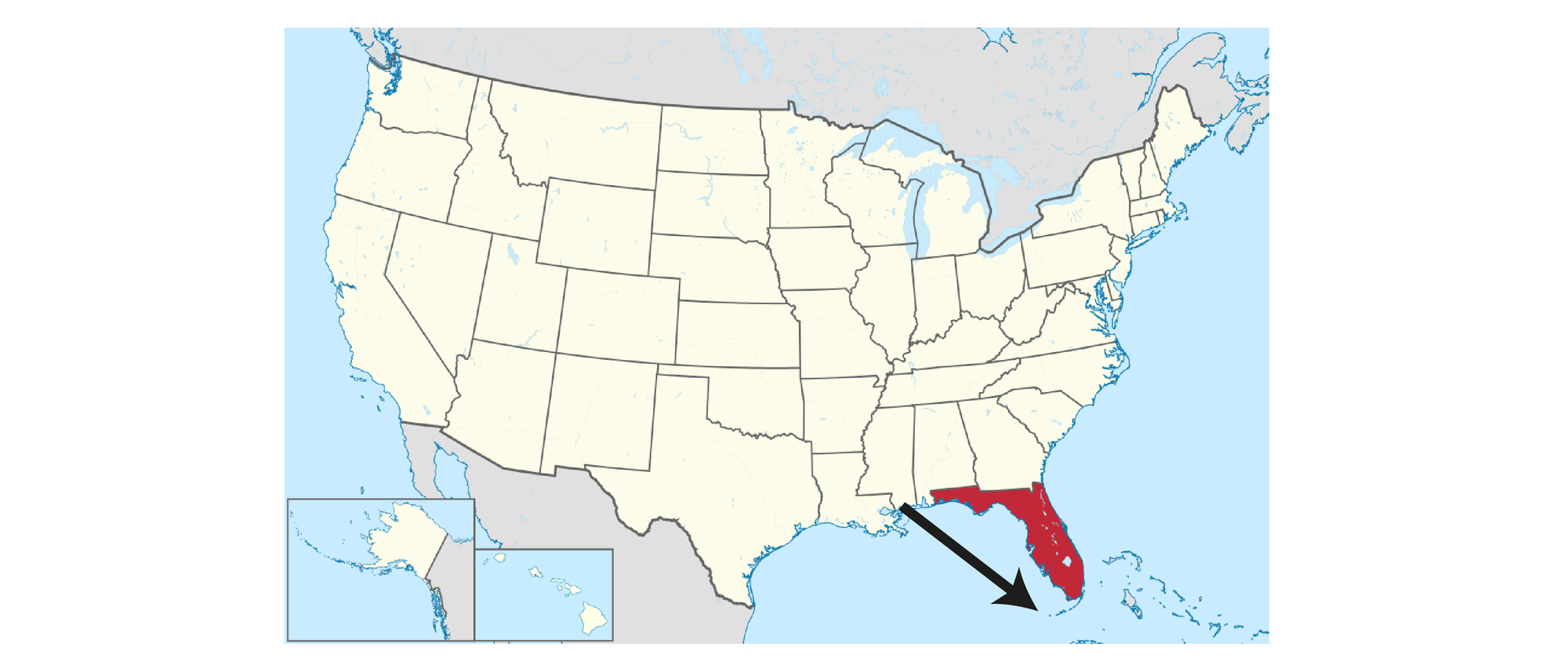 Karte mit Pfeil auf Key West