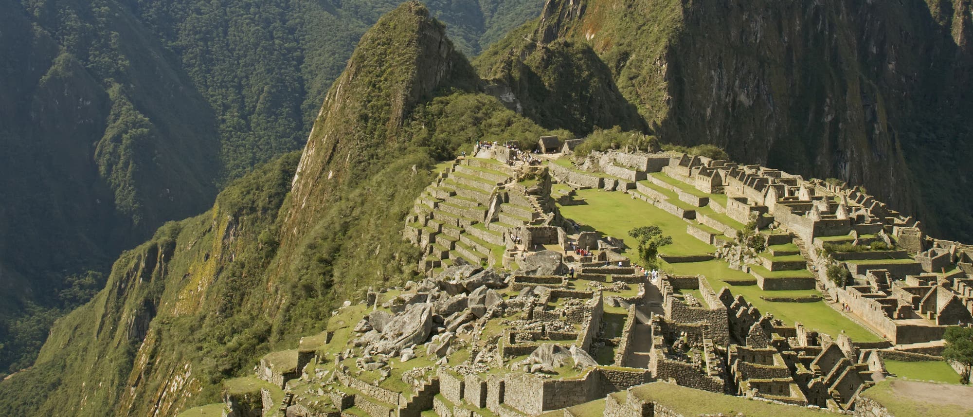 Ansicht von Machu Picchu von schräg oben