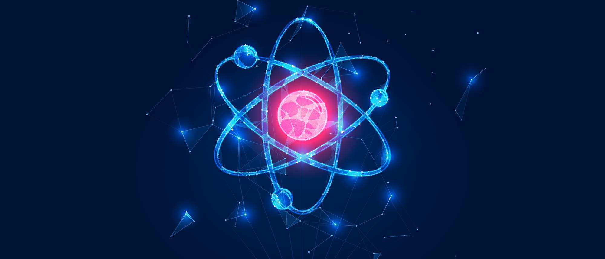 Eine stilisierte Darstellung eines Atoms, die tatsächlich in jeder nur denkbaren Hinsicht falsch ist.