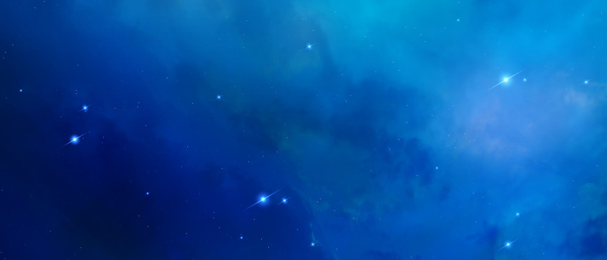 Blaunebliger Sternenhintergrund aus dem einige Sterne hell herausleuchten.