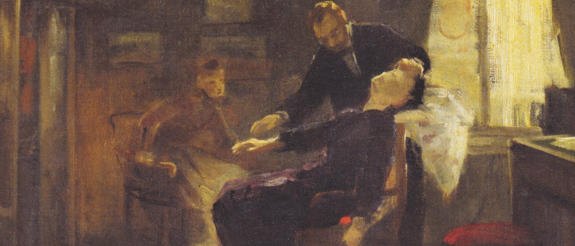 Hypnose bei Schrenck-Notzing, Gemälde von Albert von Keller, um 1885