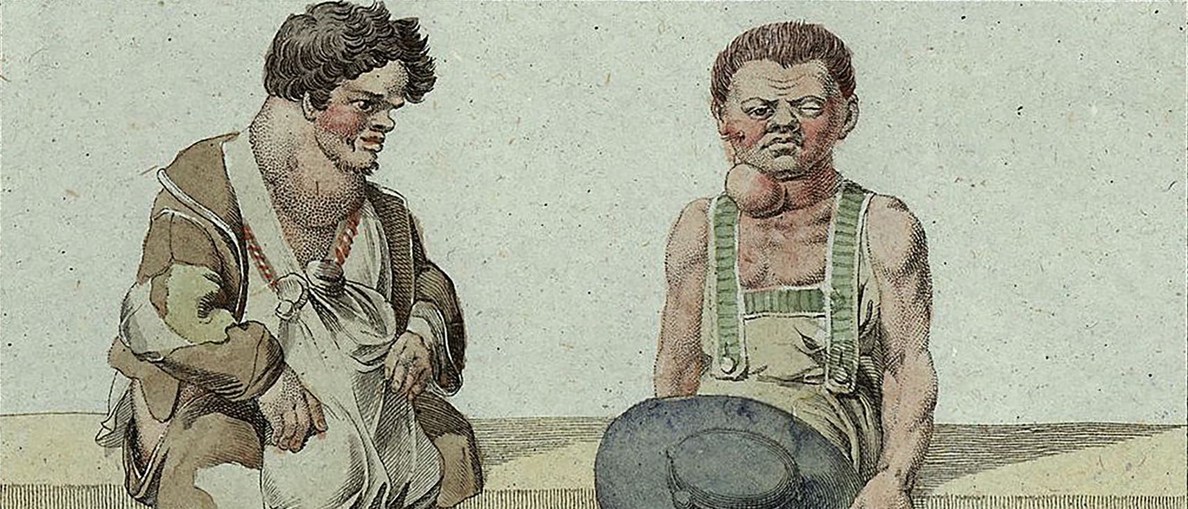Männer mit Kröpfen aus der Steiermark. Zeichnung von 1819.