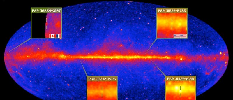 Vier neuentdeckte Gammapulsare