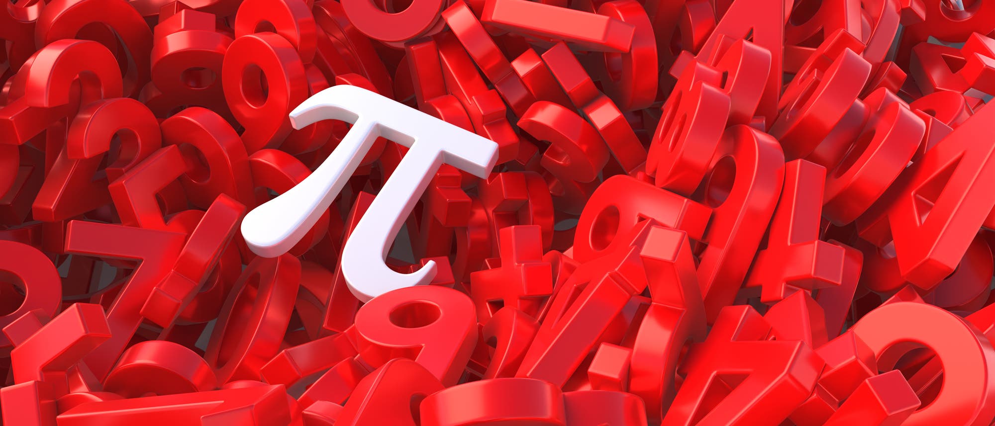 Ein weißes Pi-Symbol auf einem roten Zahlenhaufen