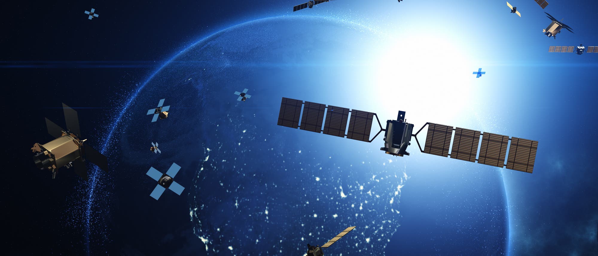 Illustration von Satelliten im Erdorbit