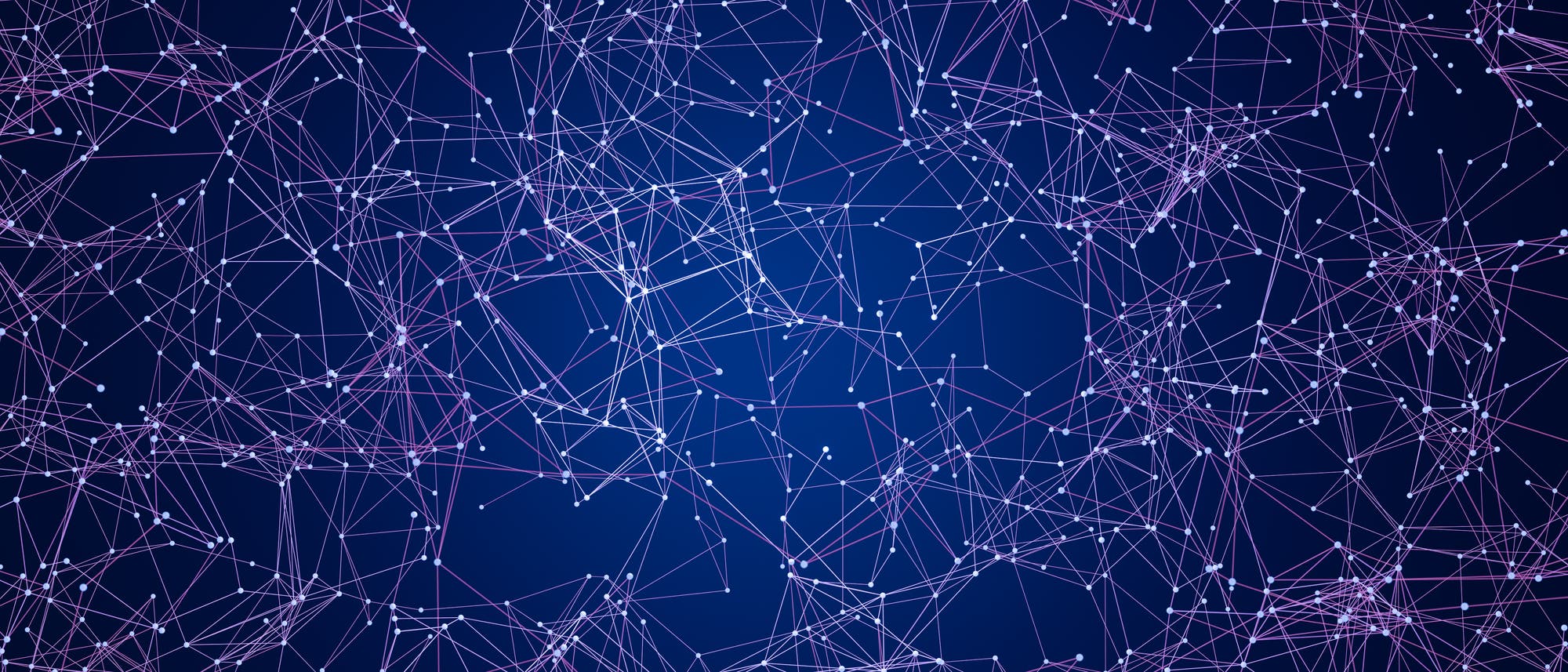 Ein komplexes Netzwerkdiagramm mit zahlreichen miteinander verbundenen Punkten und Linien auf einem dunkelblauen Hintergrund. Die Linien sind in verschiedenen Schattierungen von Lila und Rosa dargestellt, was die Verbindungen zwischen den Punkten hervorhebt. Dieses Diagramm könnte die Visualisierung eines Netzwerks oder einer Datenstruktur darstellen, wobei die Punkte Knoten und die Linien Verbindungen zwischen diesen Knoten symbolisieren. Ein komplexes Netzwerkdiagramm mit zahlreichen miteinander verbundenen Punkten und Linien auf einem dunkelblauen Hintergrund. Die Linien sind in verschiedenen Schattierungen von Lila und Rosa dargestellt, was die Verbindungen zwischen den Punkten hervorhebt. Dieses Diagramm könnte die Visualisierung eines Netzwerks oder einer Datenstruktur darstellen, wobei die Punkte Knoten und die Linien Verbindungen zwischen diesen Knoten symbolisieren.