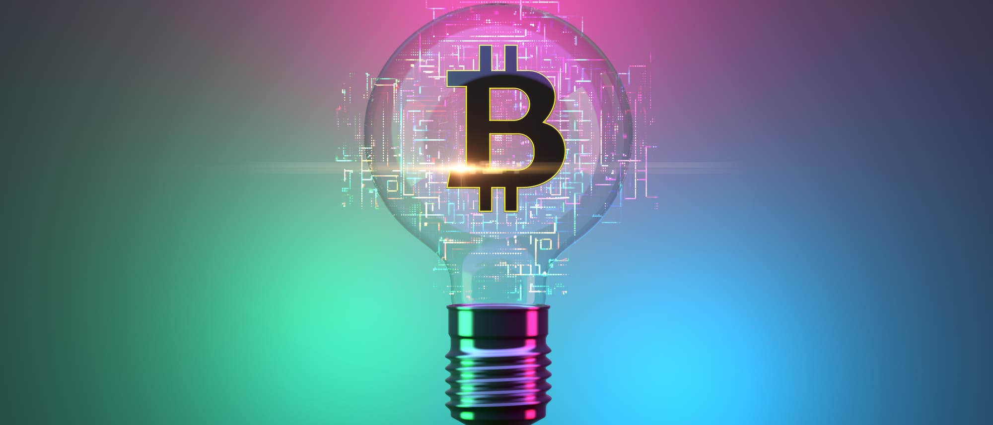 Eine Glühbirne mit Bitcoin-Logo Eine Glühbirne mit Bitcoin-Logo