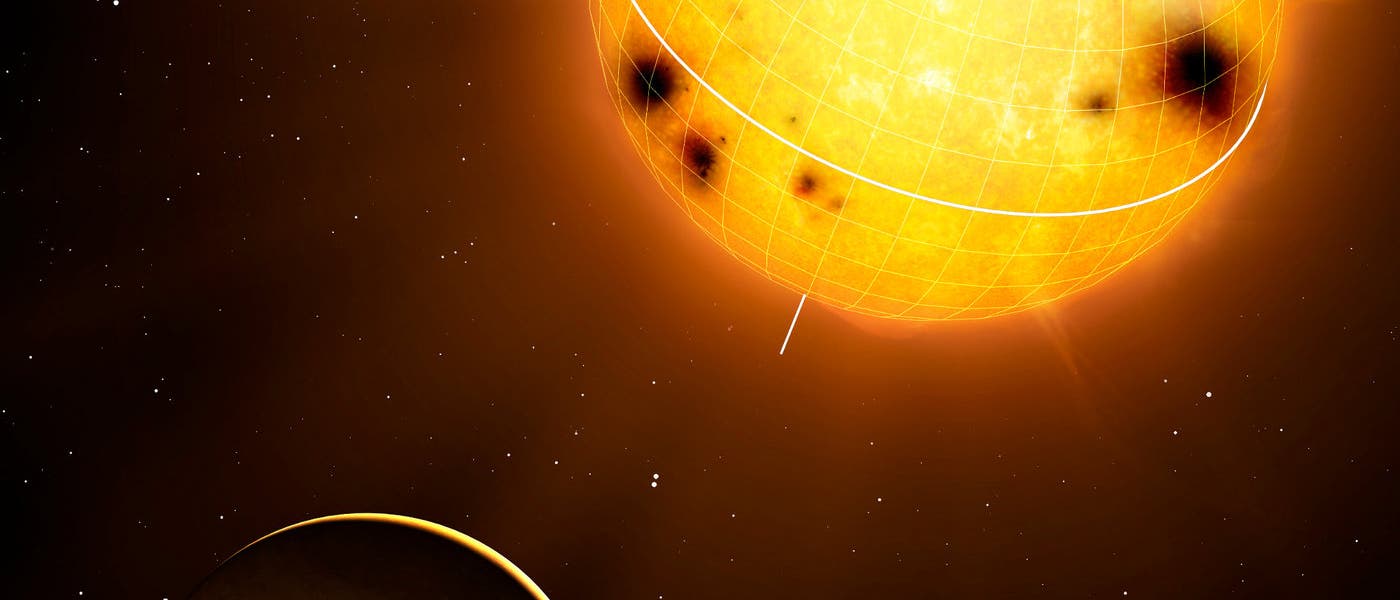 Exoplanet HD 52265 im Umlauf um sein Zentralgestirn (Computergrafik)