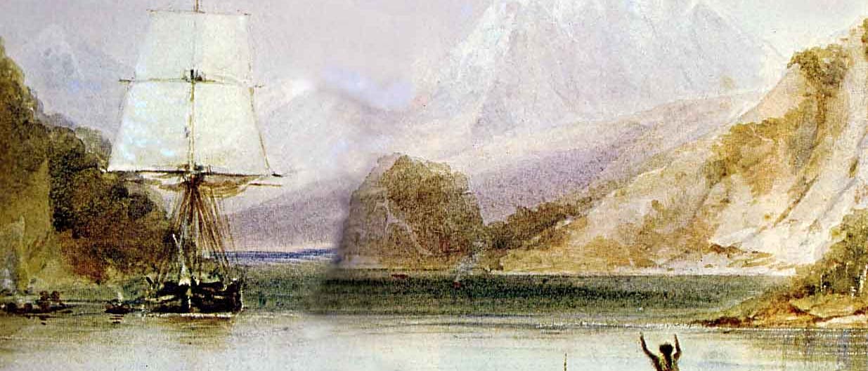 Die H.M.S. Beagle bei der Passage von Feuerland