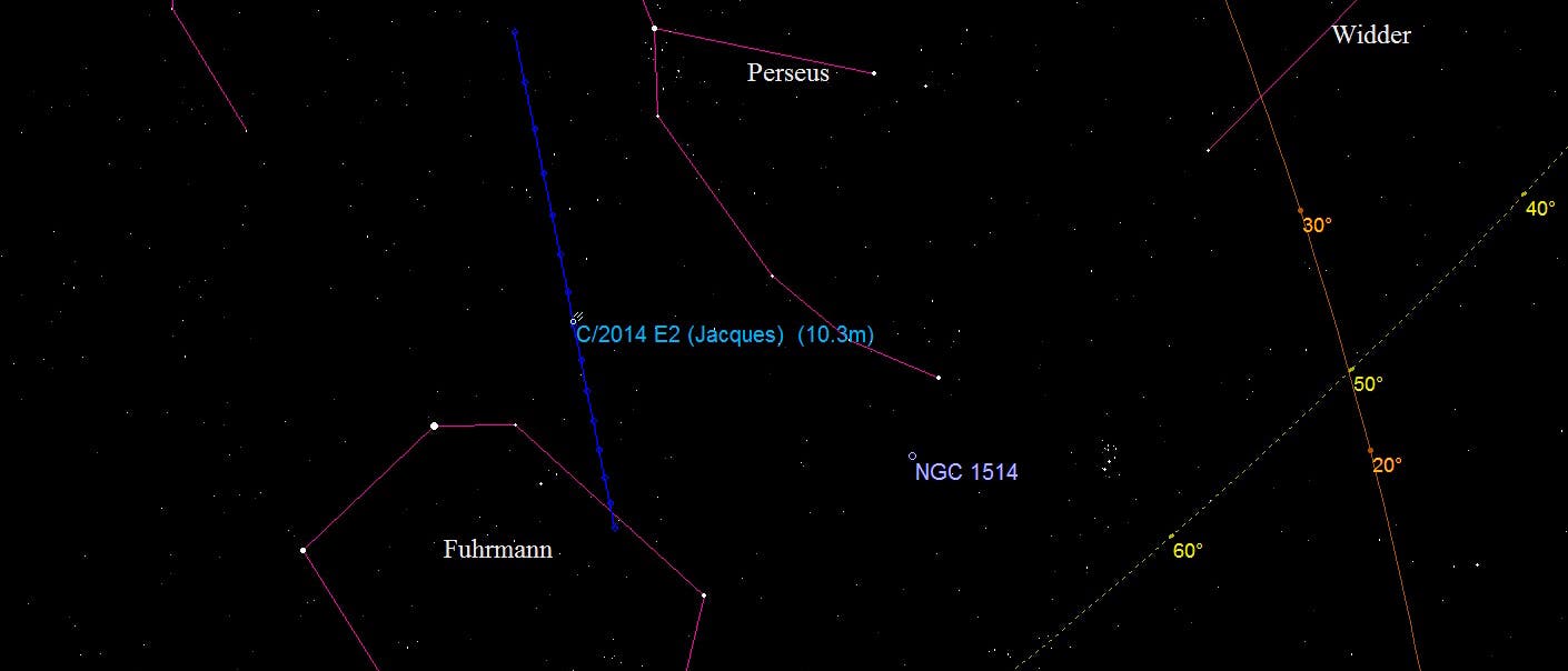 Aufsuchkarte für den Kometen Jacques
