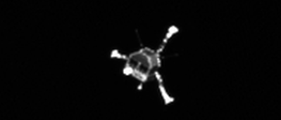 Die Landesonde Philae auf dem Weg zum Kometenkern