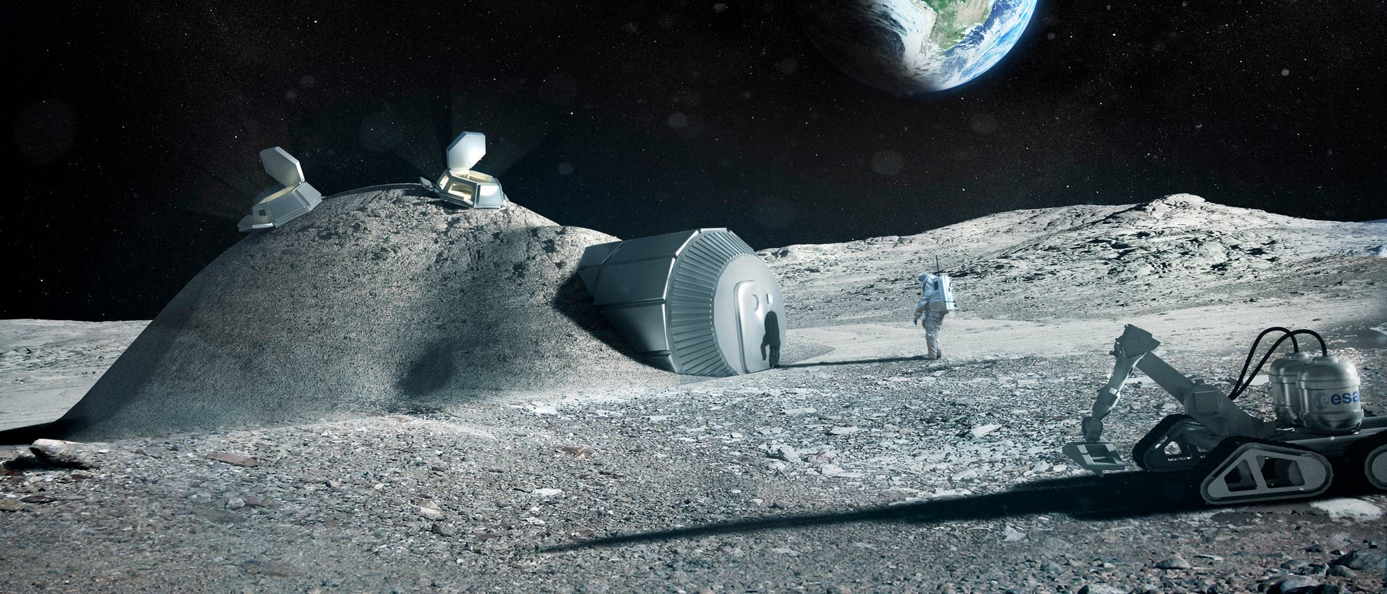 Illustration einer künftigen Mondbasis.