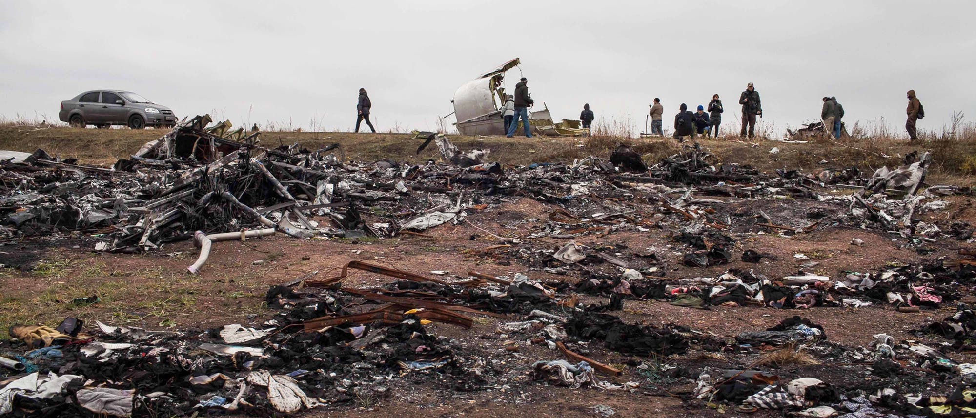 Trümmerfeld nach Abschuss von MH17