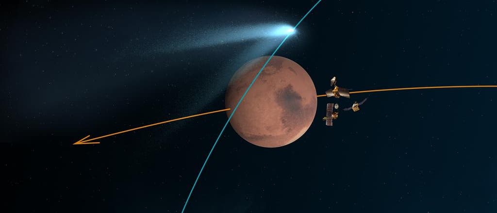 Komet Siding Spring passiert den Mars (künstlerische Darstellung)