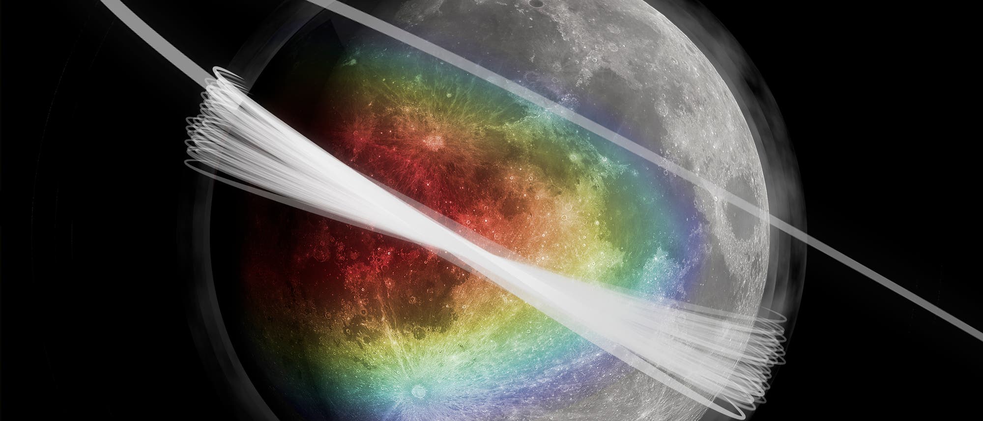 Künstlerische Darstellung der Staubhorizonte rund um den Mond