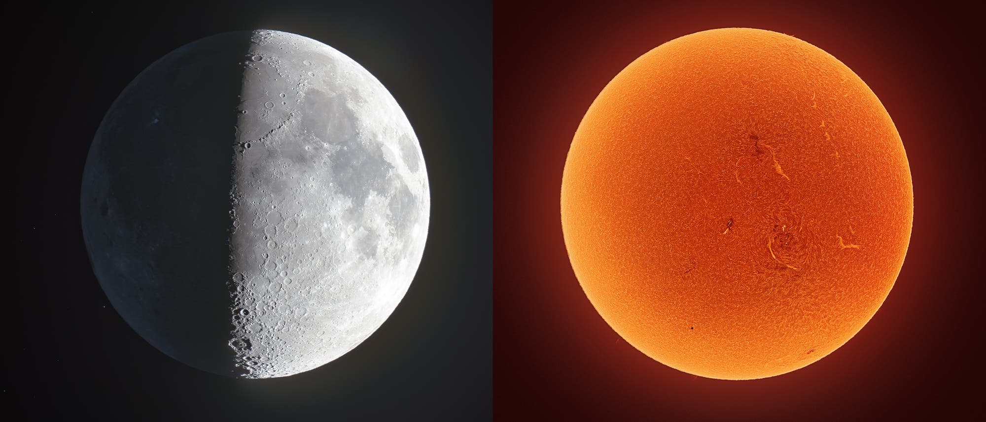 Mond- und Sonnenaufnahme von Astrofotograf Dr. Sebastian Voltmer 
