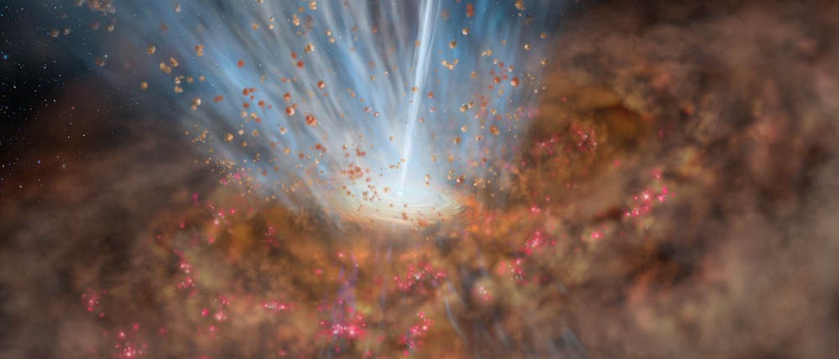 Ein Quasar schleudert Materie ins All