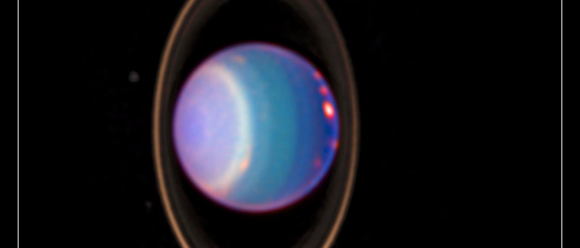 Infrarotaufnahme von Uranus und seinen Atmosphärenstrukturen