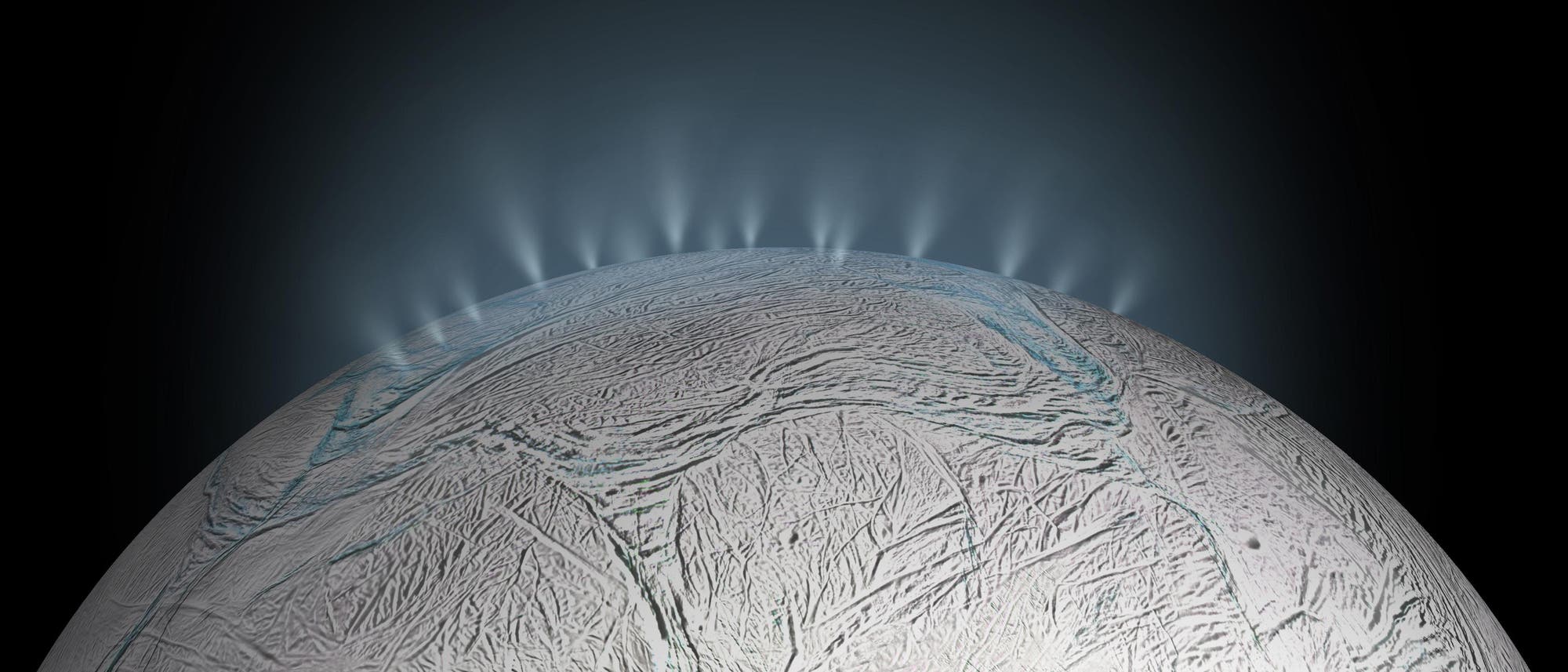 Künstlerische Darstellung des Saturnmonds Enceladus