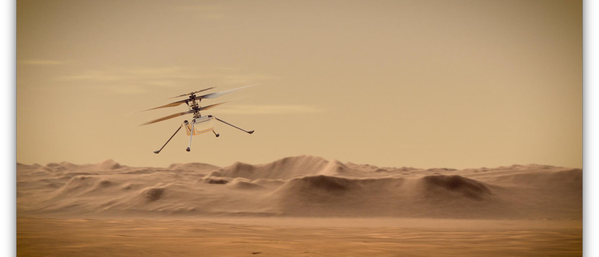 Künstlerische Darstellung des Mars-Helikopters Ingenuity