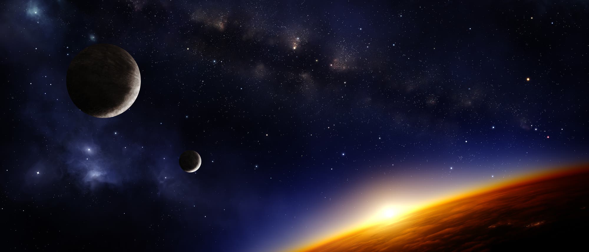 Illustration: Planet mit mehreren Monden