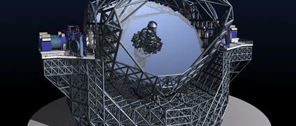 So könnte das europäische Riesenteleskop E-ELT im Jahre 2017 aussehen.