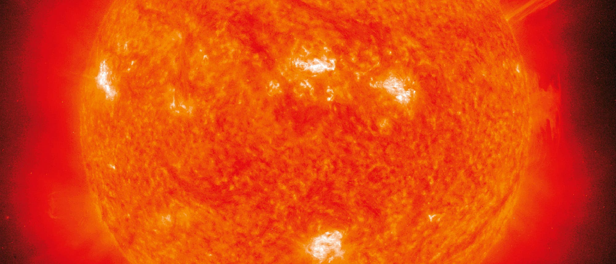 Eine Sonnenprotuberanz im ultravioletten Licht (SOHO-Aufnahme)