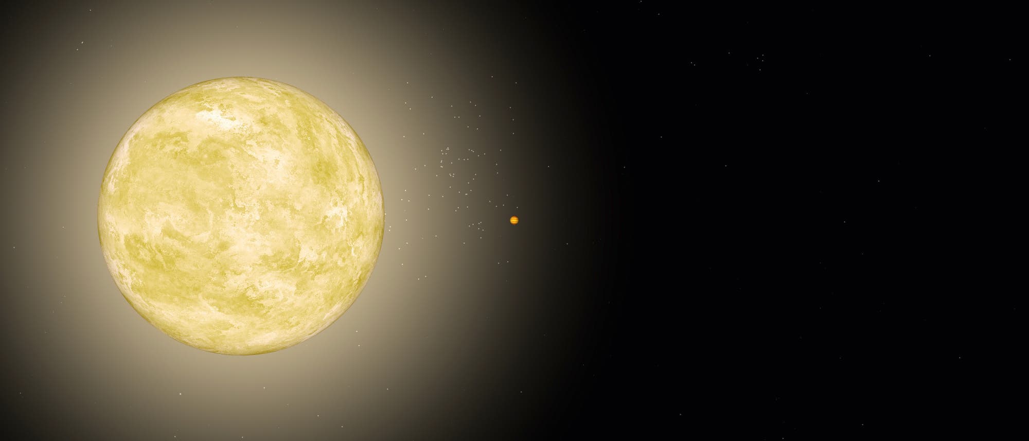 Der Gasriese HAT-P-2 b umläuft seinen Stern einmal alle 5,63 Tage auf einer stark elliptischen Umlaufbahn.